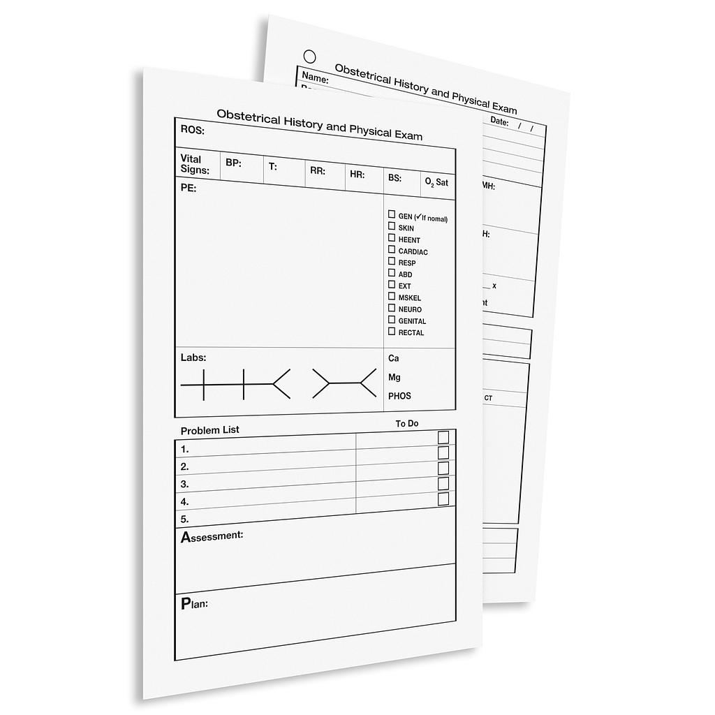 OBGYN History &amp; Physical Exam Card Pack